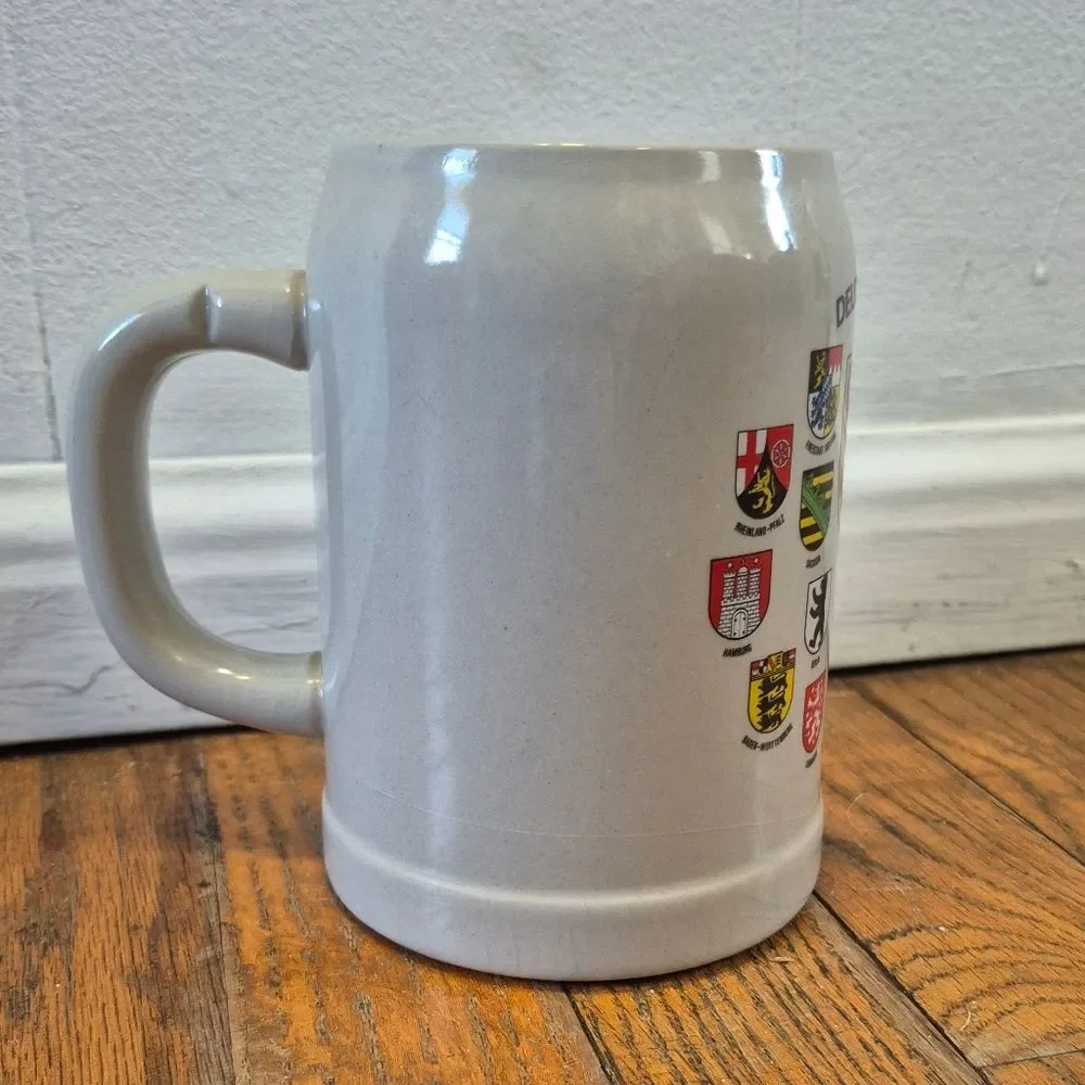 Vintage Deutschland Ceramic Beer Stein with Crest Design